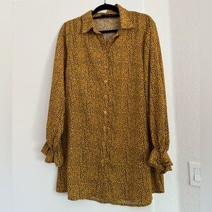 Missguided Animal Print Shirt Dress with Cinched Sleeves at the Wrists